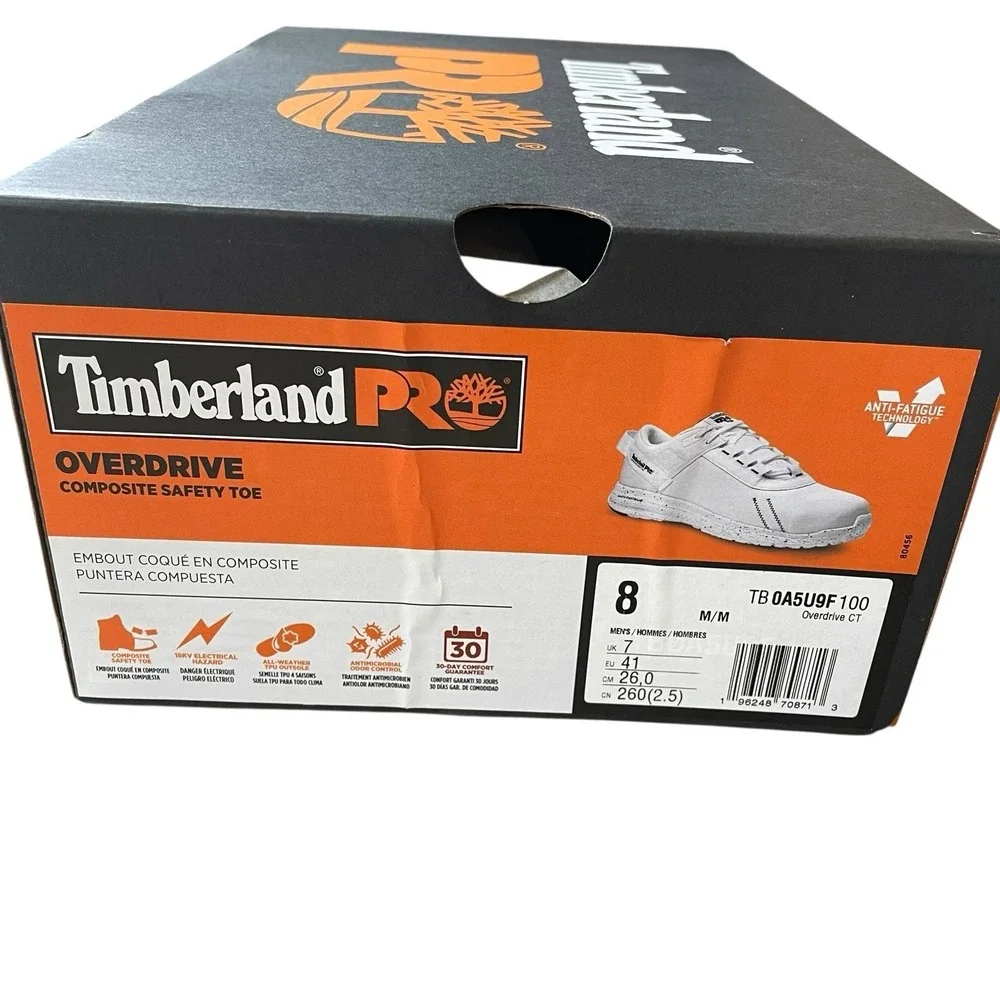 Men's Shoes Timberland PRO Overdrive Composite Safety Toe Size 8 - White‎ NWB